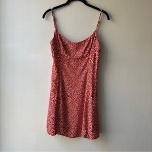 Reformation Mini Slip Dress Red and White Squiggle Print